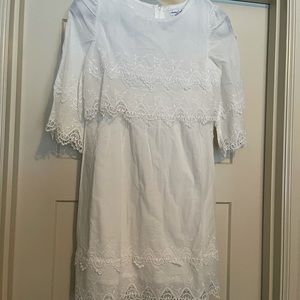 Girls lace trimmed white dress